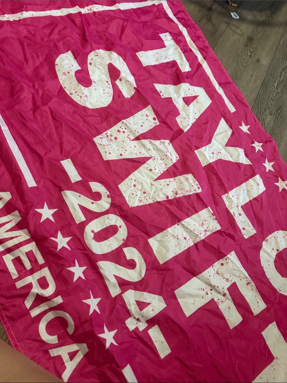 Taylor Swift Pink and White Graphic Banner